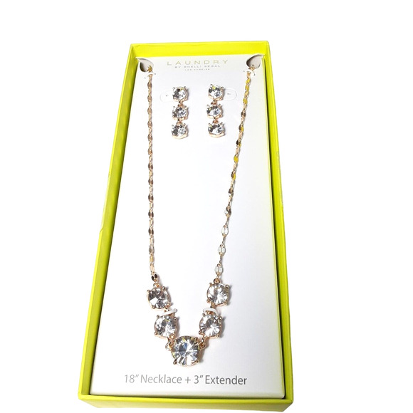 NEW Laundry by Shelli Segal Crystal Earrings & 18" + 3" Ext Necklace Boxed Set - Picture 1 of 7